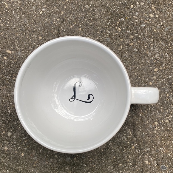 Fisher Stoneware "L" Monogrammed Coffee Tea Mug Large white and Black - Picture 7 of 11